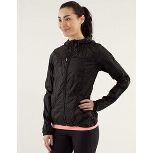 Lululemon Athletica Transparent See Jacket Lightweight Black Windbreaker Size 8